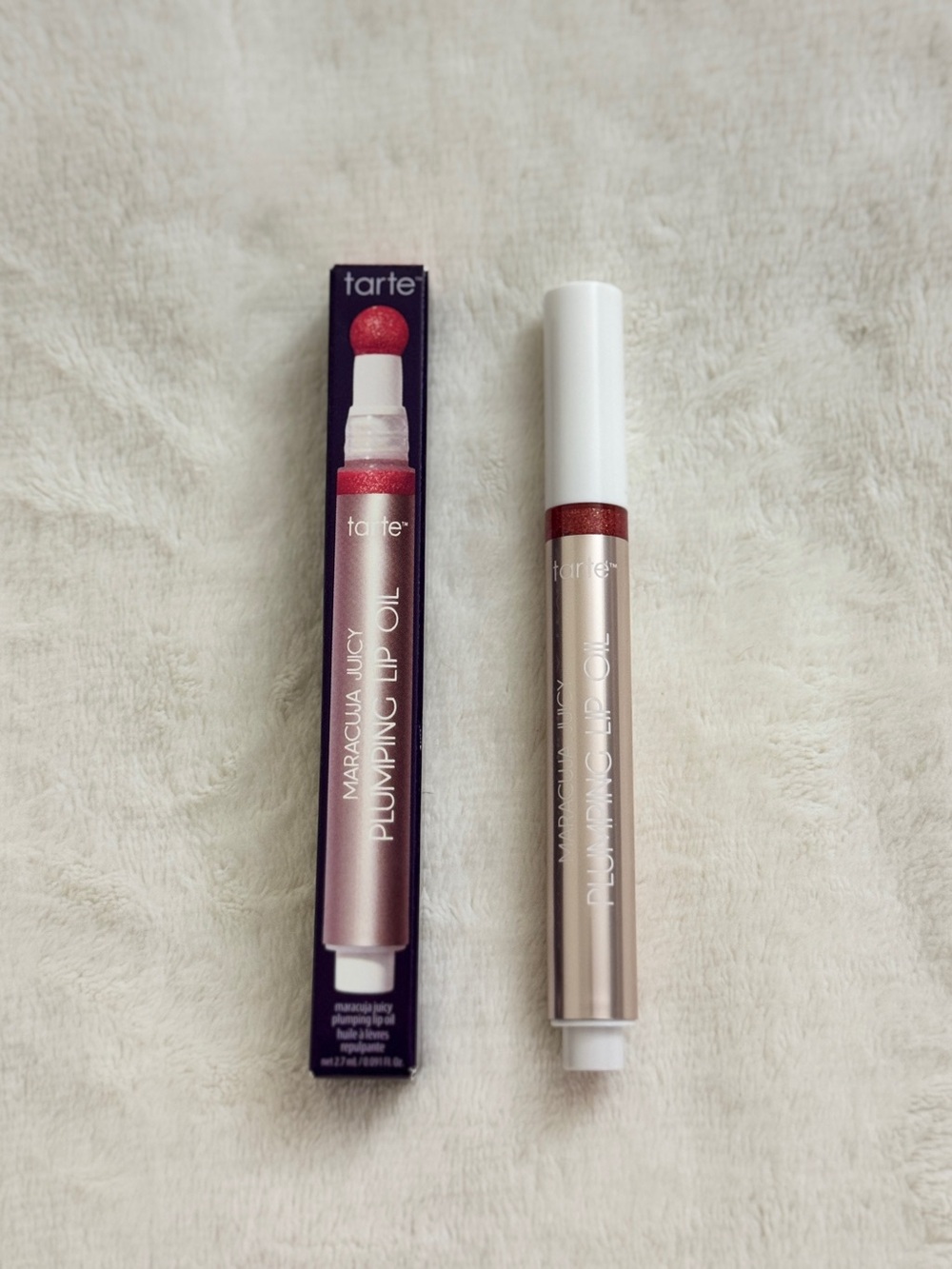 Tarte Maracuja Juicy Plumping Lip Oil in “Shimmering Hibiscus”